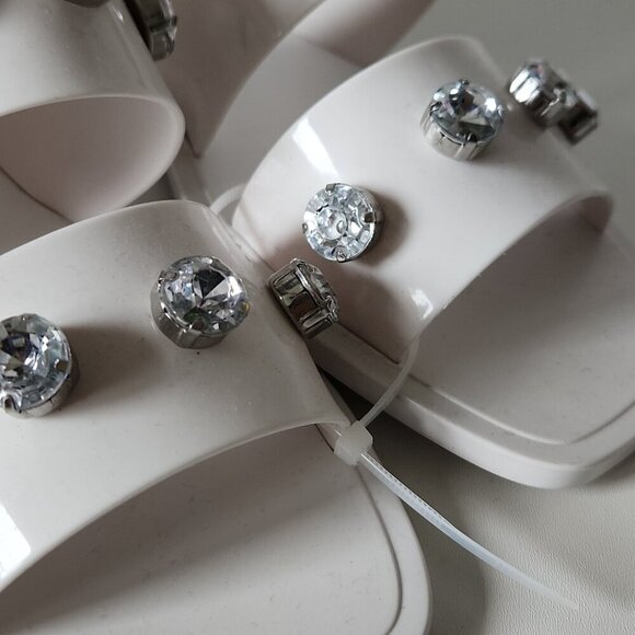 NWT SCHUTZ | White Lizzie Embellished Slides Sandals Sz 10B - Picture 3 of 4
